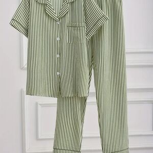 Classic Green Striped Pajama Set
